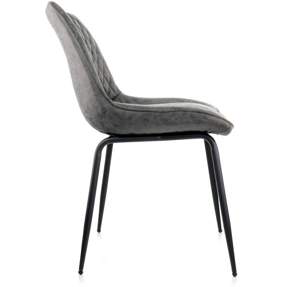 Gray Faux Leather Upholstered Arm Chair with Metal Legs