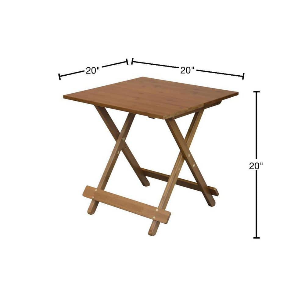 Caramel Bamboo 20'' Folding Portable Side Table