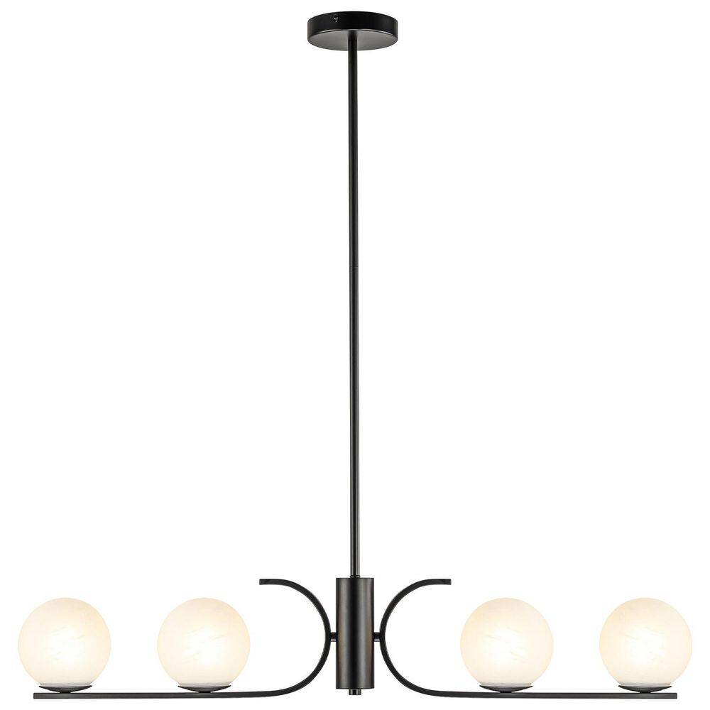 Modern Black 5-Light Globe Linear Chandelier, Kitchen Island Pendant Light with Glass Shades for Dining Room price history on PriceWatchPro