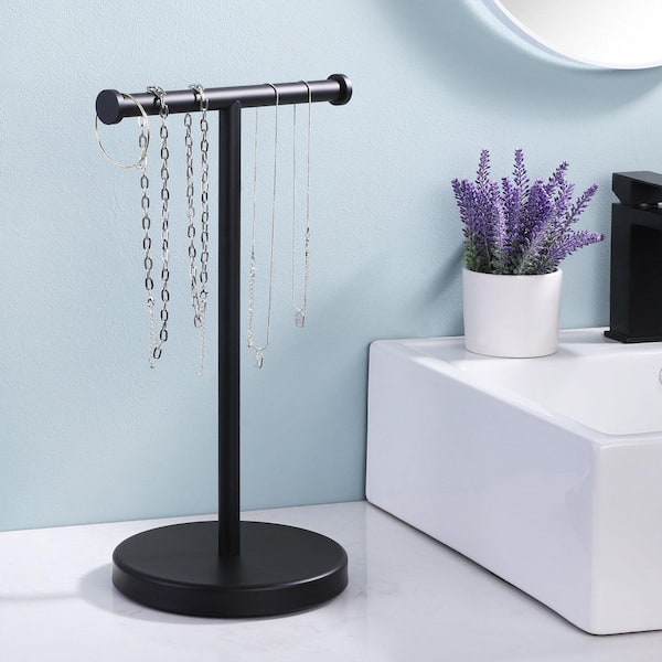 Unbranded Single Towel Holders Hand Towel Stand Towel Rack Black Finish Counter top Freestanding in Black