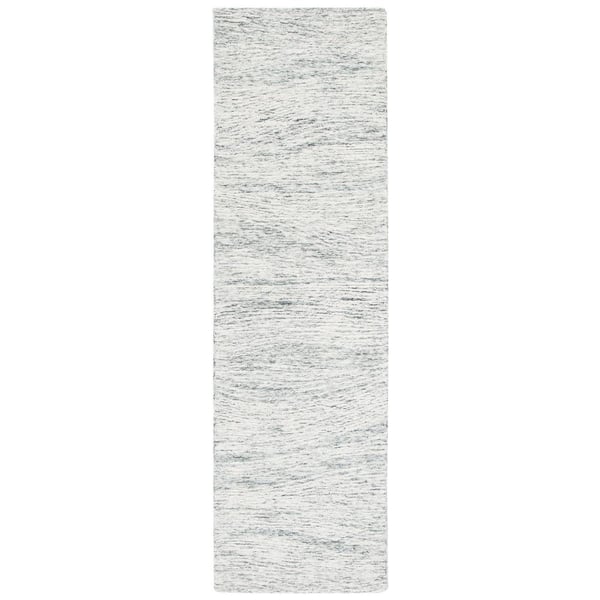 Metro 2 ft. x 12 ft. Dark Gray/Ivory Abstract Waves Runner Rug