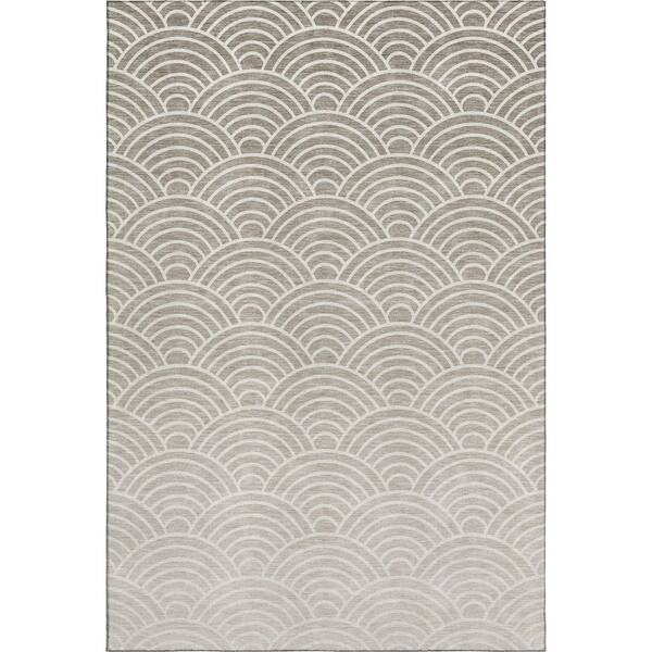 Mayfield Premium Machine Washable Abstract AMF2414 Ivory 8 ft. x 10 ft. Area Rug