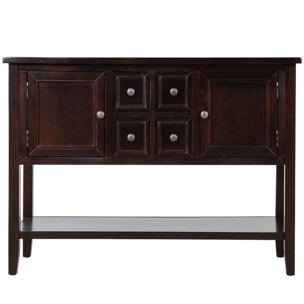 ANBAZAR Espresso Storage Cabinet Console Table with 2-Drawers and