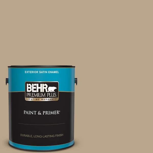 BEHR PREMIUM PLUS 1 gal. #710D-4 Harvest Brown Satin Enamel Exterior Paint & Primer