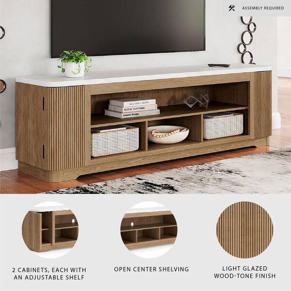 Signature DESIGN BY ASHLEY Camdill Brown/White TV Stand Fits TV's