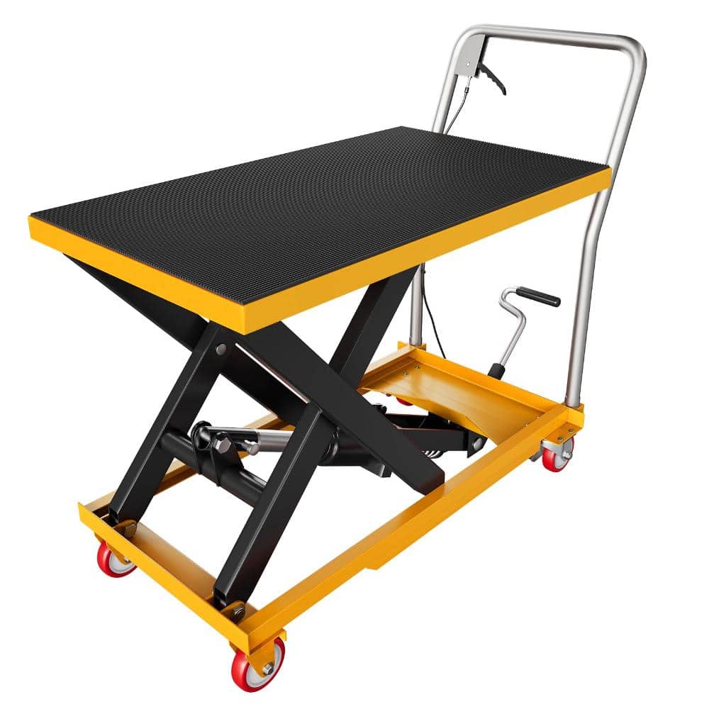 Hydraulic Single Scissor Lift Table Cart with Adjustable Height, Non-Slip Surface, Lockable Wheels, Workshop, Warehouse price history on PriceWatchPro