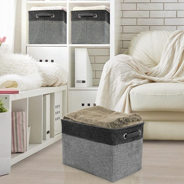 パシフィックファニチャーサービス STORAGE BASKET Sサイズ 3点 Sorbus 15 in. H x 10 in. W x 9 in. D Black Grey Fabric Cube