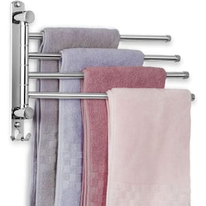 Swivel Bathroom Towel Rack Towel Rack Wall Mounted, 4-Arm Space Saving Towel Hanger, Towel Racks for Bathroom, Kitchen