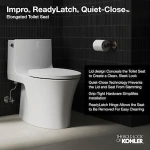 Impro ReadyLatch Quiet-Close Elongated Front Toilet Seat in Biscuit