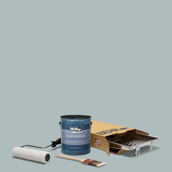 BEHR 1 gal. #HDC-CT-26 Watery Extra Durable Satin Enamel Interior Paint and 5-Piece Wooster Set All-in-One Project Kit