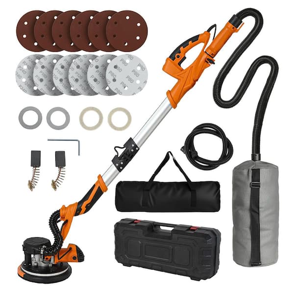 800-Watt Electric Drywall Sander with Vacuum Dust Collection 360 º LED Working Lights Plastic Box Extendable Handle