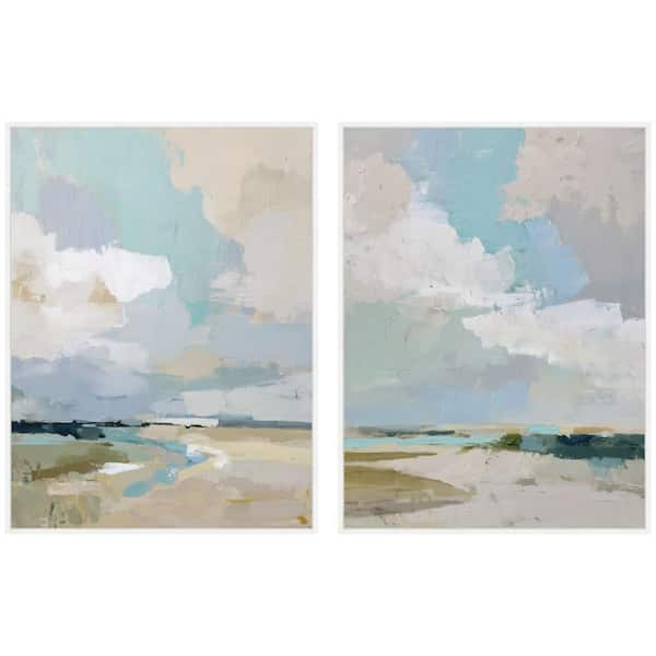 2 Piece Sylvie "Oceanside I & II" by Amy Lighthall Abstract Framed Art Print Set 42 in. x 32 in.