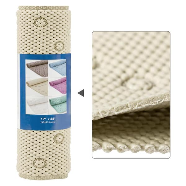 RAY STAR 17 in. x 36 in. Ivory Double Layer Foam Non Slip Bathtub Mat, More Comfortable and Thicker Tub Mat Than Other Shower Mat