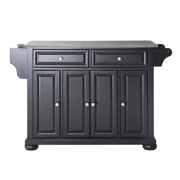 CROSLEY FURNITURE Alexandria Black Kitchen Island with Stainless Steel Top