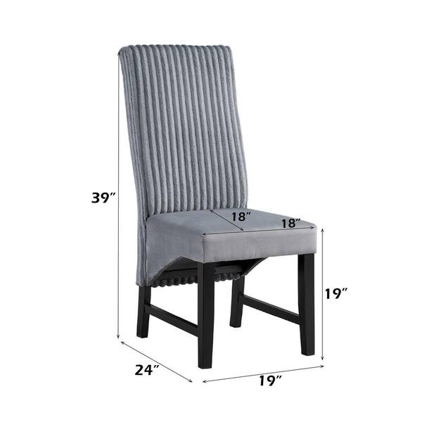 Acme Furniture Kini Gray/Black Fabric Side Chair (Set of 2