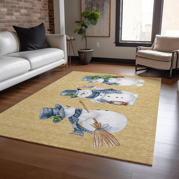 Chantille Machine Washable Indoor/Outdoor Abstract ACN1826 Gold 3 ft. x 4 ft. Area Rug