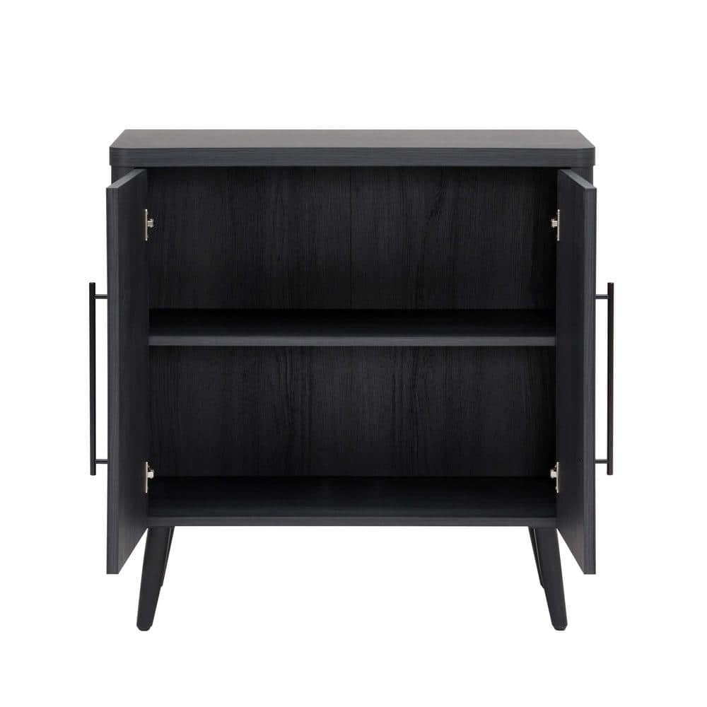 Charcoal Grey Mid-Century Modern Accent Cabinet with Adjustable Shelving
