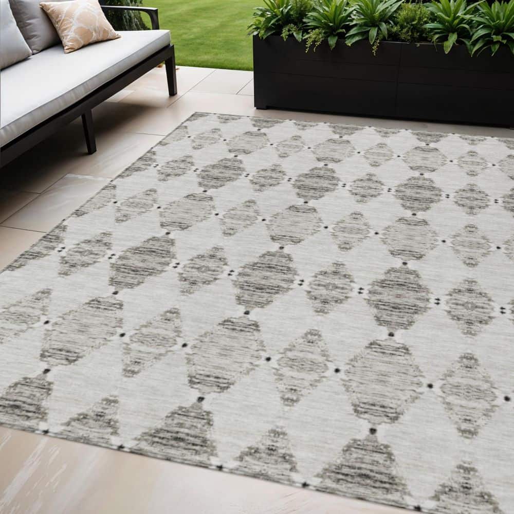 Taupe, Beige, Coffee 5 ft. x 8 ft. Woven Moroccan Polyester Rectangle Indoor/Outdoor Area Rug price history on PriceWatchPro