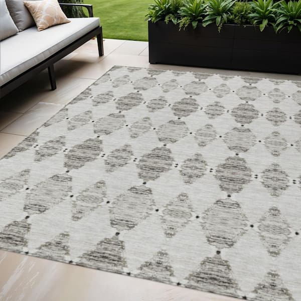 Taupe, Beige, Coffee 5 ft. x 8 ft. Woven Moroccan Polyester Rectangle Indoor/Outdoor Area Rug