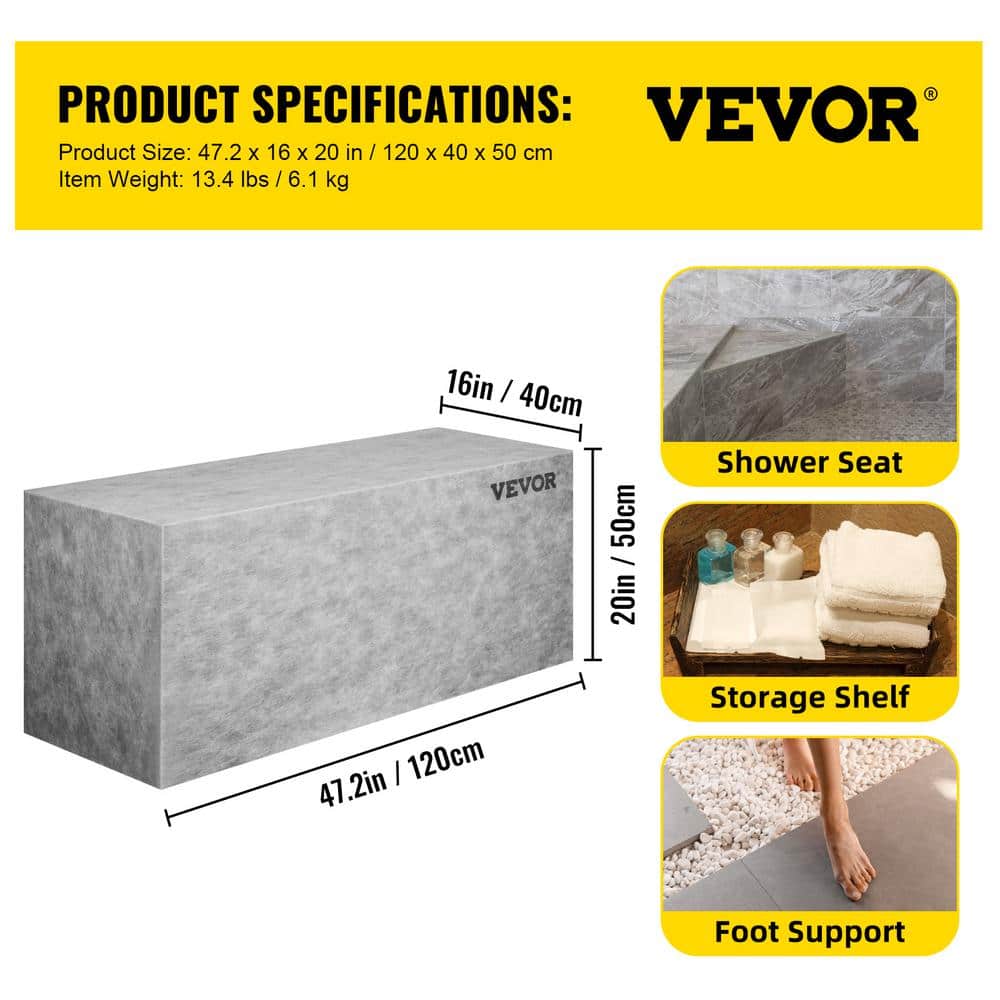 Gray EPS Composite Waterproof Shower Bench