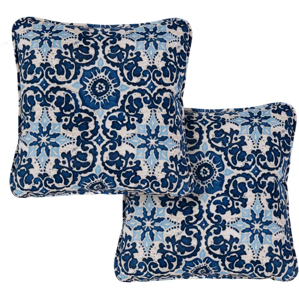 Navy Solid Chenille Decorative Pillow Set, Mainstays, 18 x 18, 2 Pieces 