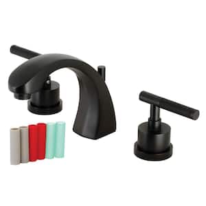 Kaiser 8 in. Widespread 2-Handle Bathroom Faucets with Brass Pop-Up in Matte Black