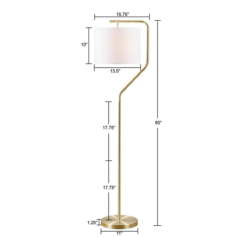 Gold Angular Arched Steel Floor Lamp with Drum Shade