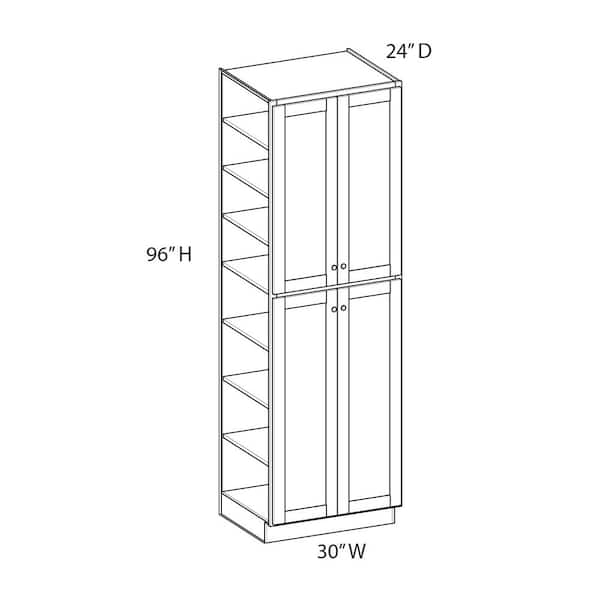 Charlotte Raised 30 in. W x 96 in. H x 24 in. D in Bordeaux Plywood Assembled Pantry Cabinet