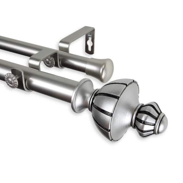 Rod Desyne Jerome 160 in. - 240 in. Adjustable 1 in. Dia Double Curtain Rod in Satin Nickel