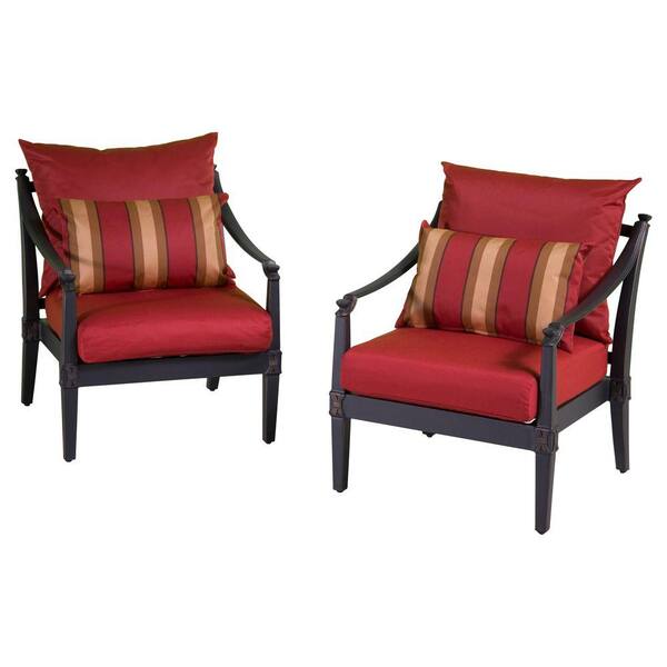 RST Brands Astoria Patio Club Chair with Cantina Red Cushions (2-Pack)