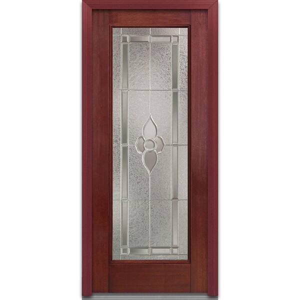 Milliken Millwork 36 in. x 80 in. Master Nouveau Right Hand Full Lite Decorative Classic Stained Fiberglass Mahogany Prehung Front Door