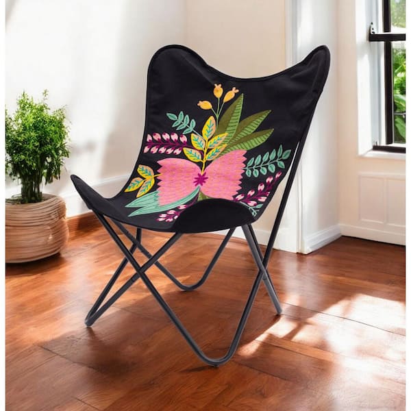 Black Cotton Metal Butterfly Chair