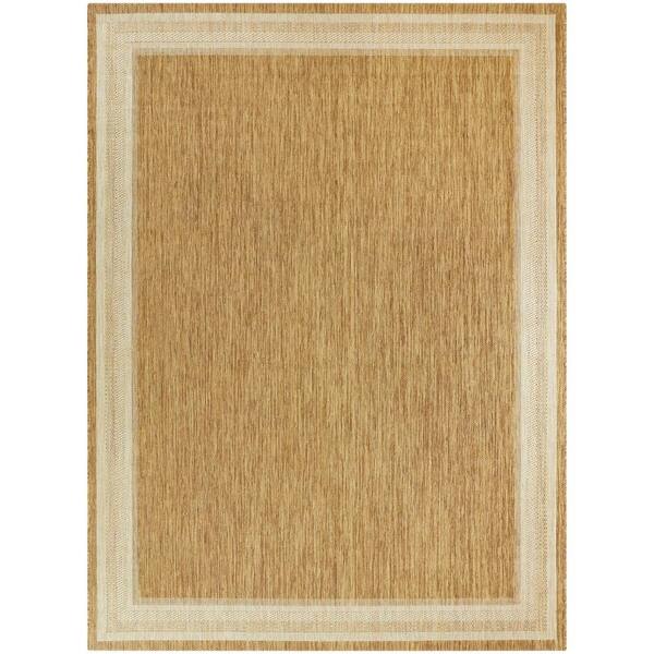 Hampton Bay Border Grain Chestnut 8 ft. x 9 ft. 10 in. Indoor/Outdoor Area Rug