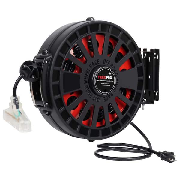 45 ft. 12 Gauge/3C 15 AMP SJTOW Retractable Extension Cord Reel with 3 Outlets, Heavy Duty Power Cord for Garage