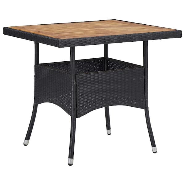 Benjara Black Square Wood Outdoor Dining Table
