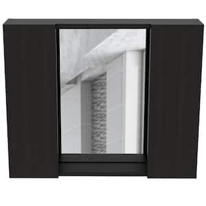 Anky 23.6 in. W x 19.5 in. H Rectangular MDF Medicine Cabinet with Mirror in Black