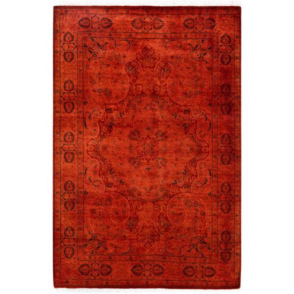Overdyed Red 4 x 6 Solid Wool Indoor Area Rug