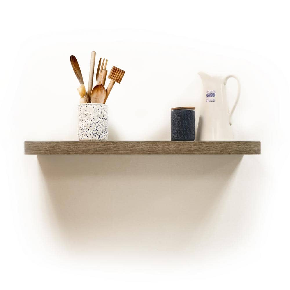Rustic Brown MDF Floating Wall Shelf, 36-Inch