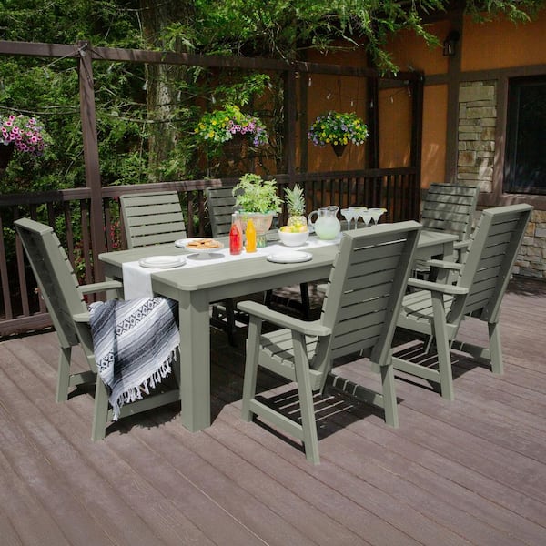 Highwood Weatherly 7-Piece Rectangular Plastic Outdoor Dining Set 84 in. x 42 in.