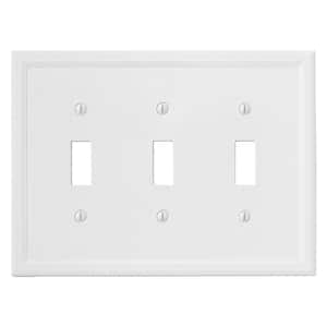 3-Gang Bright White Insulated Toggle Stone Wall Plate (1-Pack)