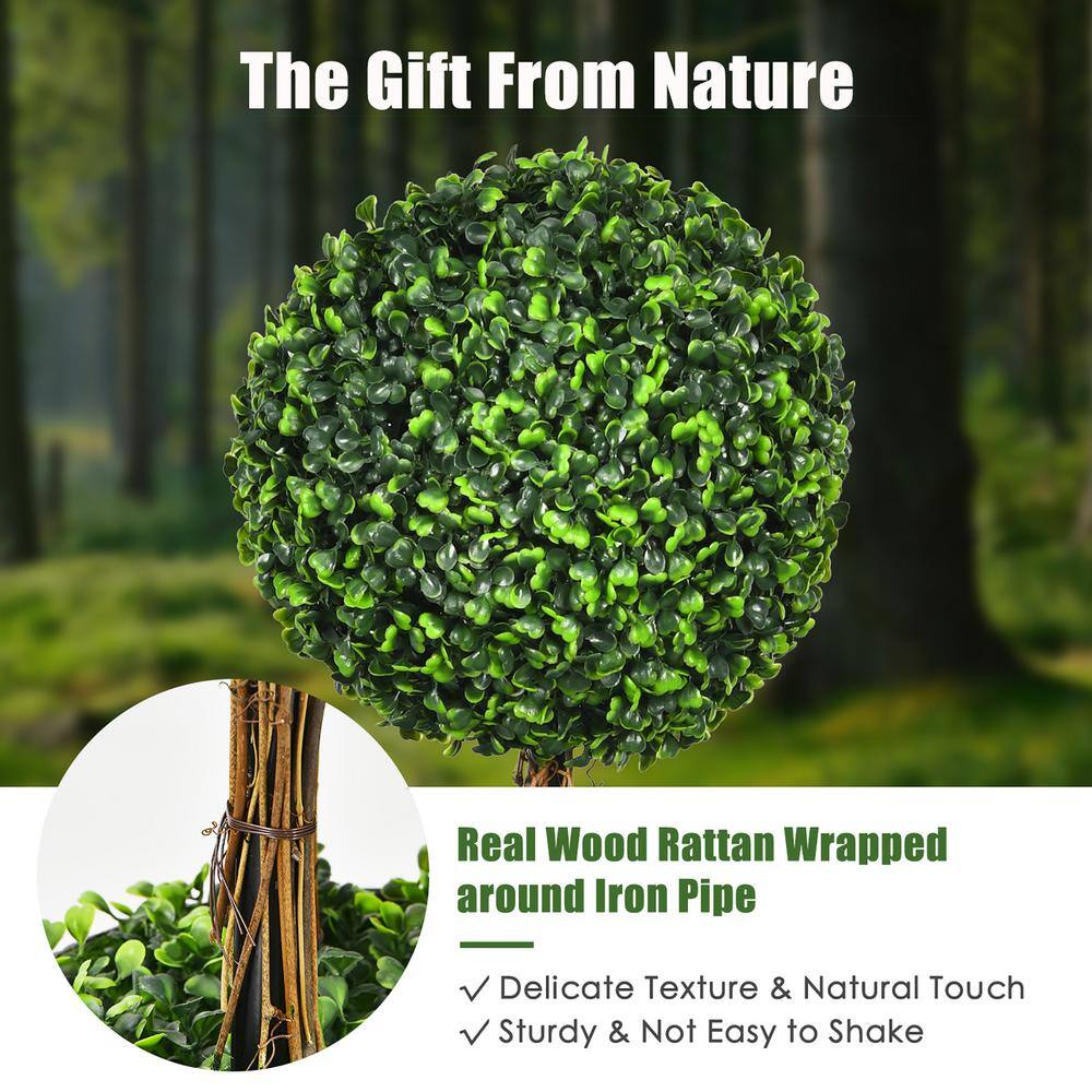 30'' Green Artificial Boxwood Triple Ball Topiary in Decorative Pot