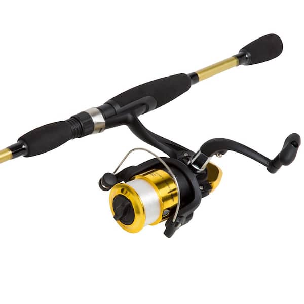 Fiberglass Rod and Reel Combo- Portable 2-Piece Medium Action 78 in. Pole,  Size 30 Spinning Reel for Lake Fishing (Gold) 683383MJM - The Home Depot