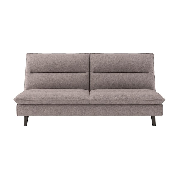 EVERGLADE HOME Howerton 74.5 in. Armless Textured Fabric Upholstered 2-Seater Elegant Straight Lounger in Brown
