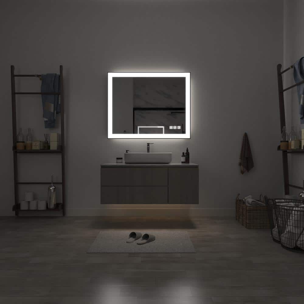 40 in. Black Frameless LED Bathroom Vanity Mirror