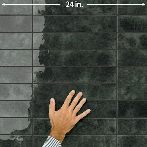 Merola Tile Menorca Black 3 in. x 13 in. Ceramic Wall Tile (6.44