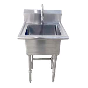 24 in. Stainless Steel 1 Compartment Wall Mount Commercial Utility Kitchen Sink with Faucet