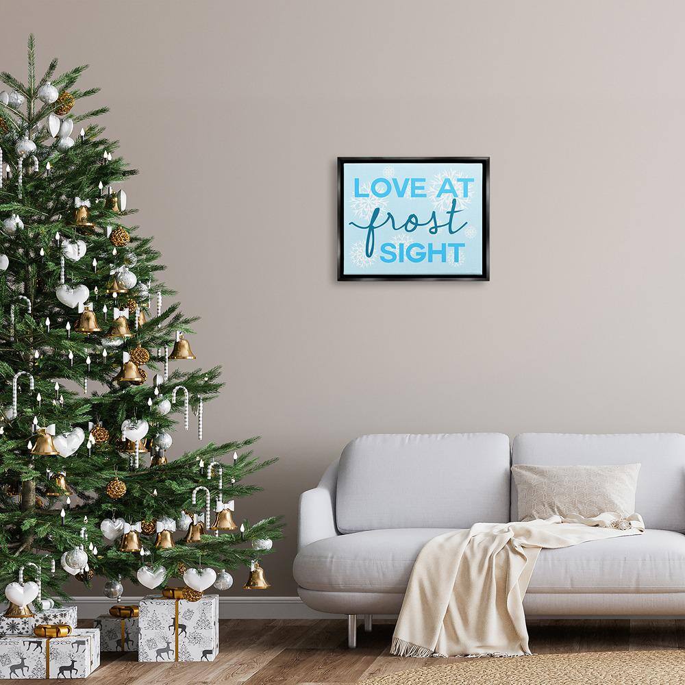 Love at Frost Sight Blue Canvas Quote Print with Black Frame