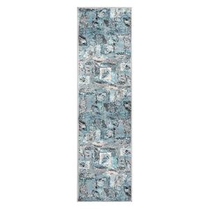 Contemporary Distressed Floral 2'x7' Gray Runner Rug