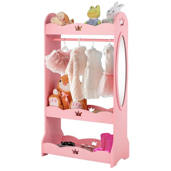 Costway Kids Dress Up Storage Hanging Armoire Dresser Pretend Costume  Closet with Mirror TP10023PI - The Home Depot