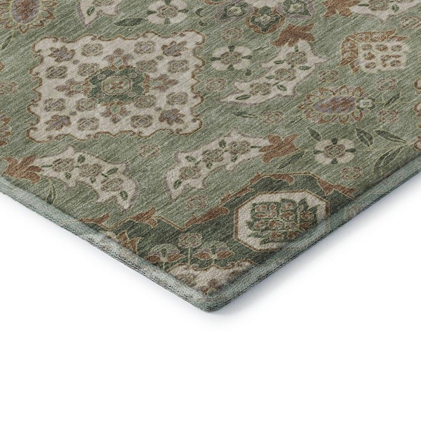 Mayfield Premium Machine Washable Abstract AMF1853 Sage 2 ft. 3 in. x 7 ft. 6 in. Runner Rug
